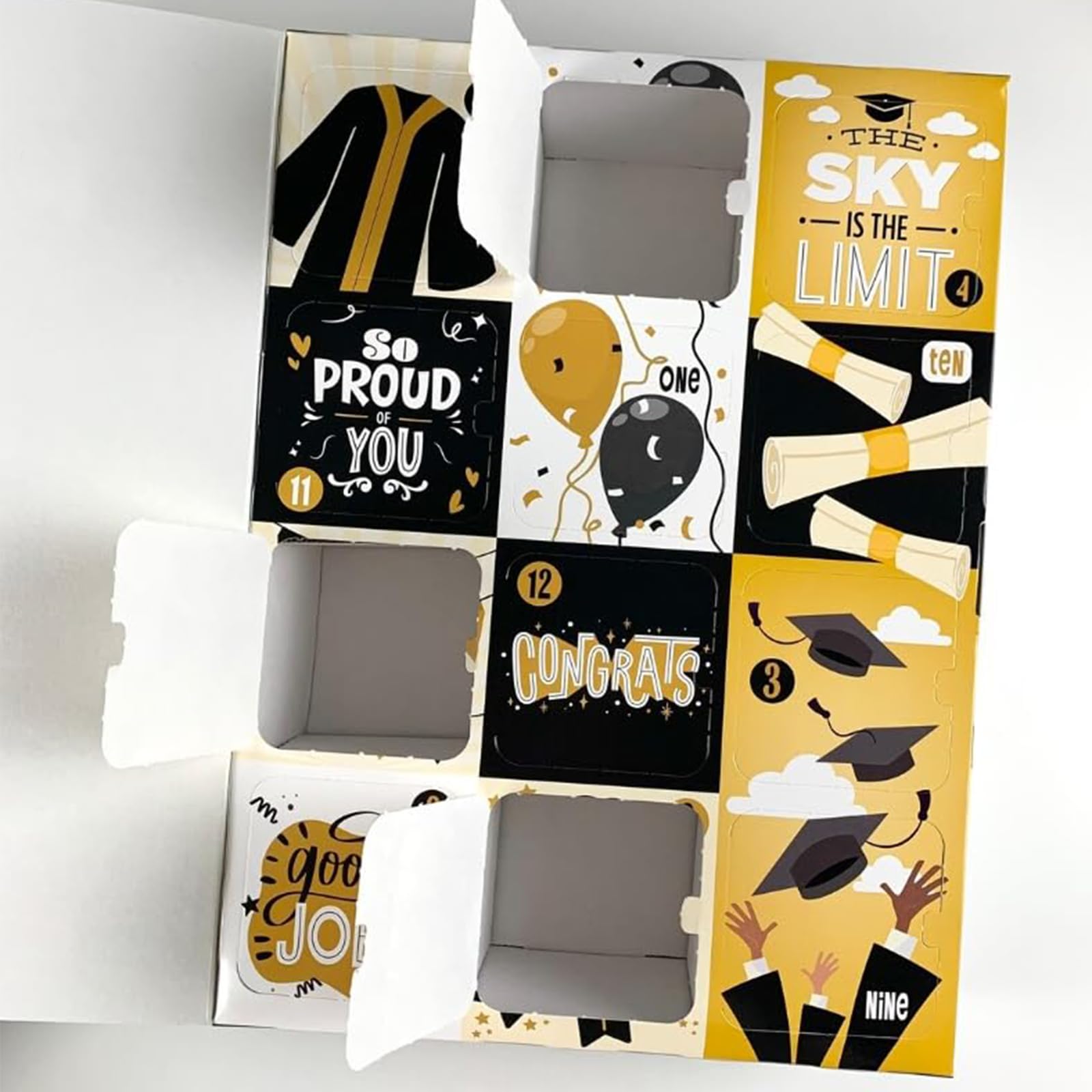 Graduation Gift Advent Calendar, 12-Day Surprise Box with Graduation-Themed Compartments, DIY Fillable Empty Gift Box for Graduates — view 6