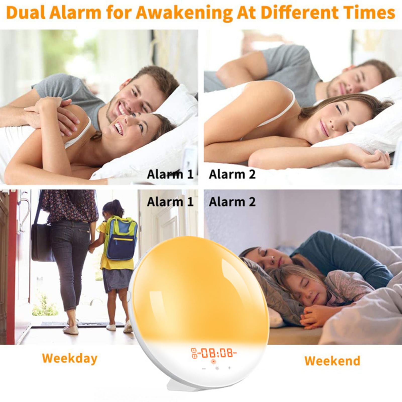 Máquina de Ruido Blanco para Dormir Mejorada con luz Nocturna, Despertador con Sonido y luz de Despertador, 8 Sonidos relajantes para bebés, niños y Adultos, Dormitorio, Oficina y