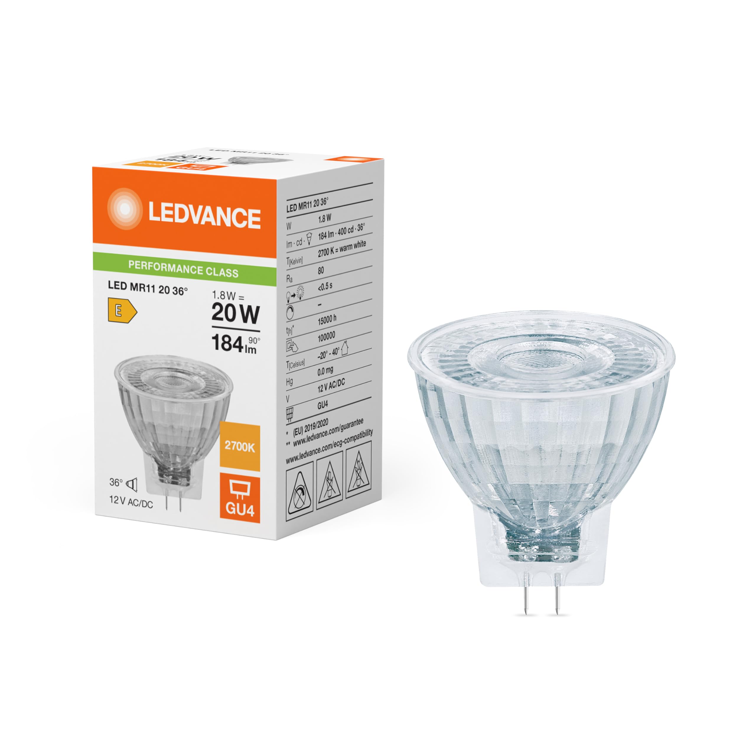 LEDVANCE 10x LED GU4 Lampe, Warmweiß/Neutralweiß, 1,8W, Nicht Dimmbar, 36° Abstrahlwinkel, Ersatz für 20W Halogen, 12V, IP20, 10er SPARPACK