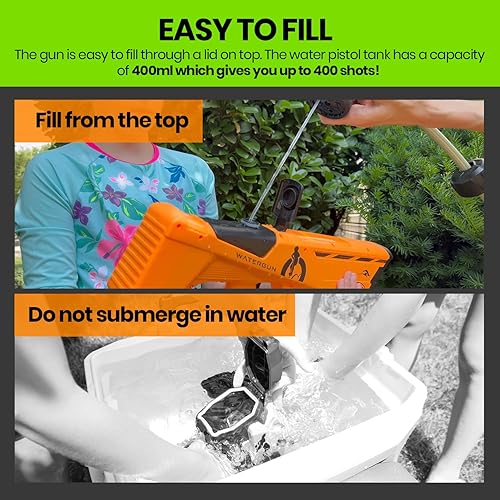 Miniatura 3 de New-Bounce - Pistola de agua eléctrica para exteriores, pistola de agua a batería que dispara hasta 30 pies (verde)