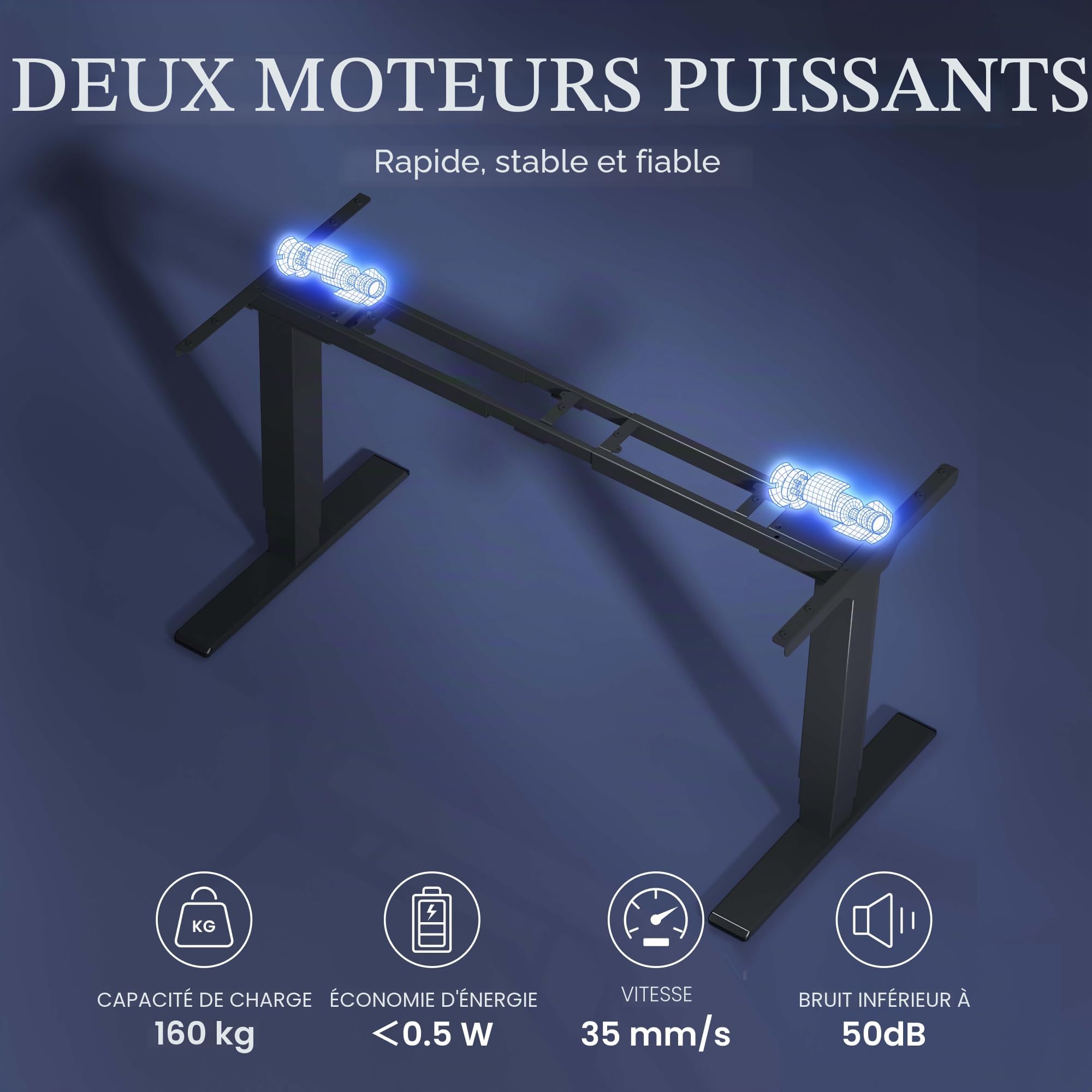 FlexiSpot Bureau Assis Debout Électrique 2 Moteurs, Charge 160kg, 3 Colonnes, Rappel de Sédentarité, Système Anti-collision, Panneau Mémoire, Cadre en Acier, Noir