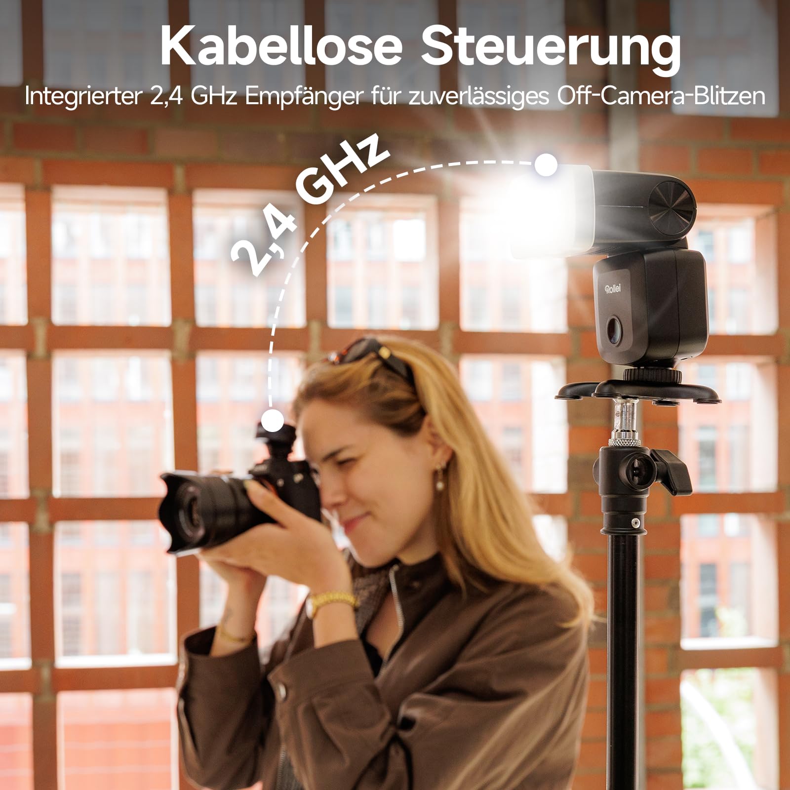Rollei Flashy ONE MAX 36 Aufsteckblitz, Mini Kamera Blitz 51.7 Ws GN 36