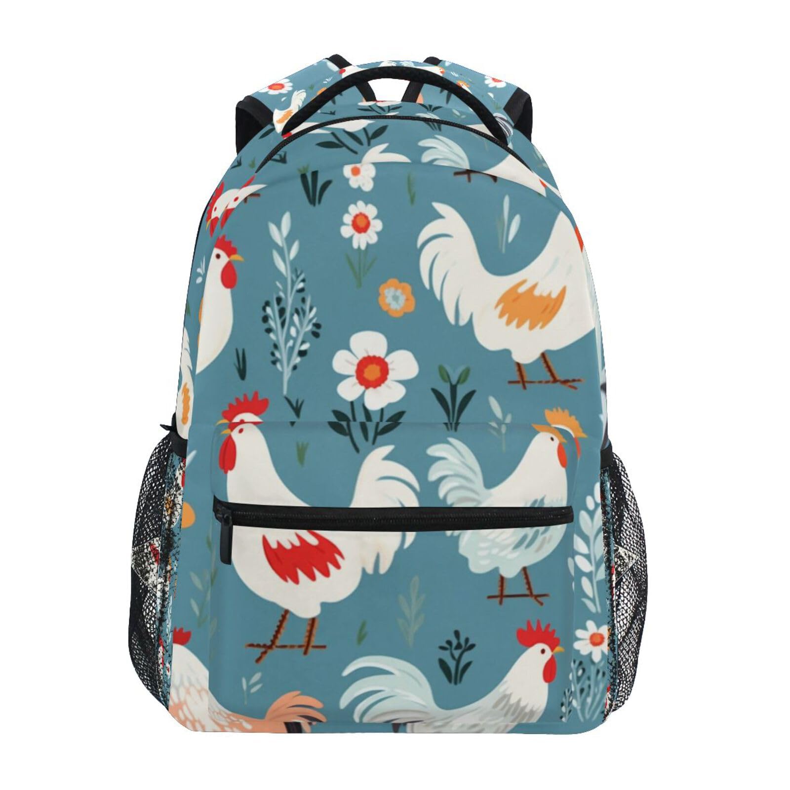 ALAZA Chicken Backpacks for Girls Elementary School Bag Laptop Bookbag Kids Personalized Travel Daypack 3rd 4th 5th Grade Students Rucksack Rooster