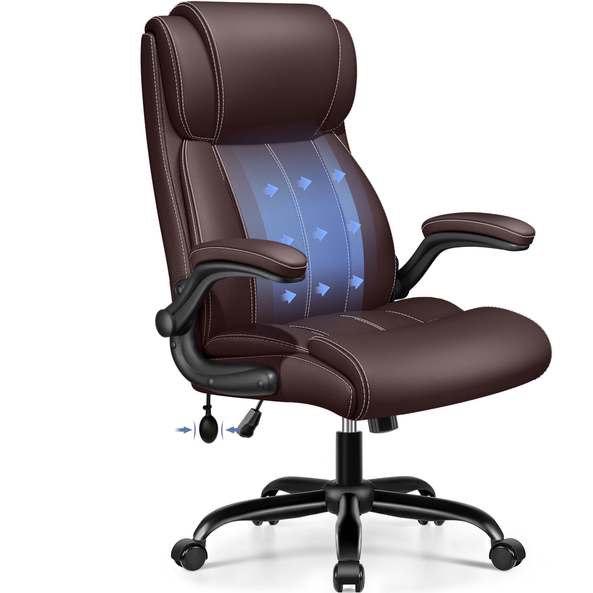 BESTFAIR Ergonomic Office Chair, Inflatable Lumbar Support High Back Coffee