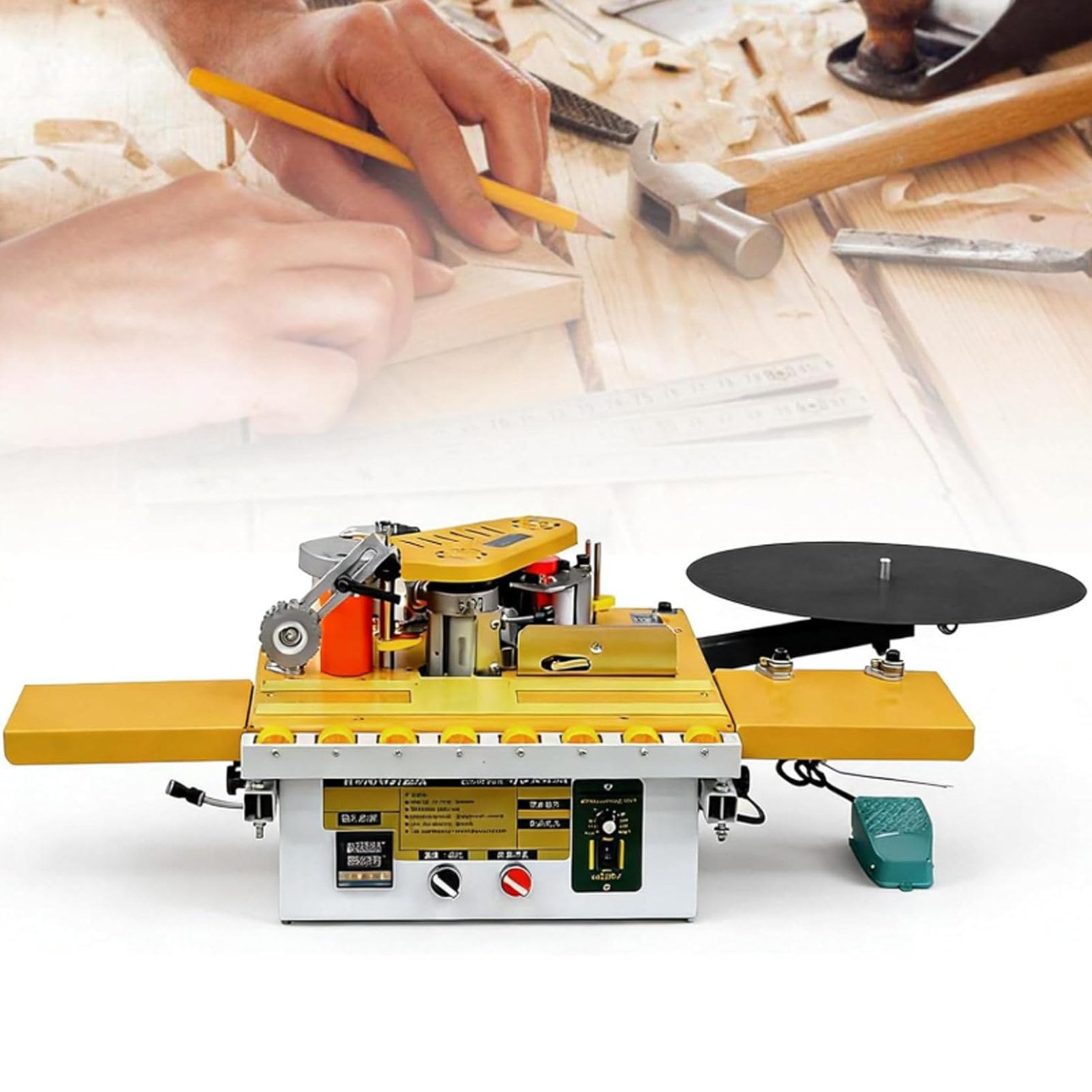 Hydravex Edge Bander Banding Machine, Automatic Tape Breaking Adjustable Speed Portable Edge Banding Machine Curve Straight Edge Bander Control Microcomputer Intelligent Temperature