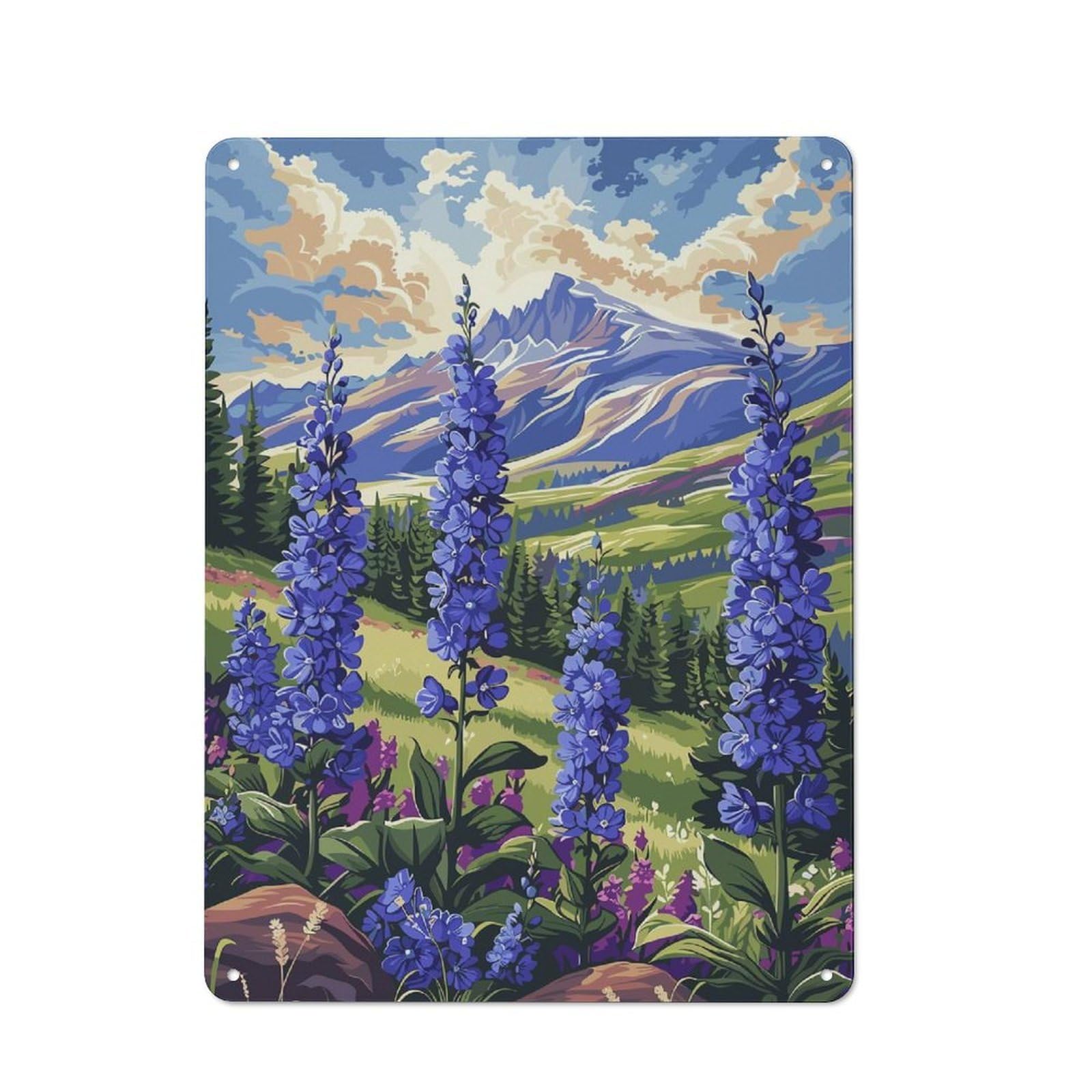 Junmoney Style-4 Vintage Mountain Wildflowers Vintage Metal Sign 40X30cm, Restaurant Wall Art For Takeaway, Bar, Kitchen Or Counter Area