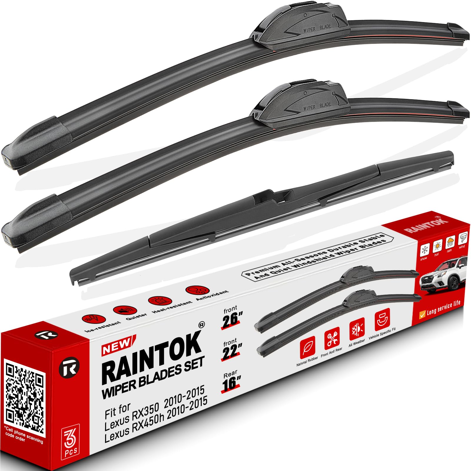 Raintok 3-Pack Wiper Blades (26"+22"+16")