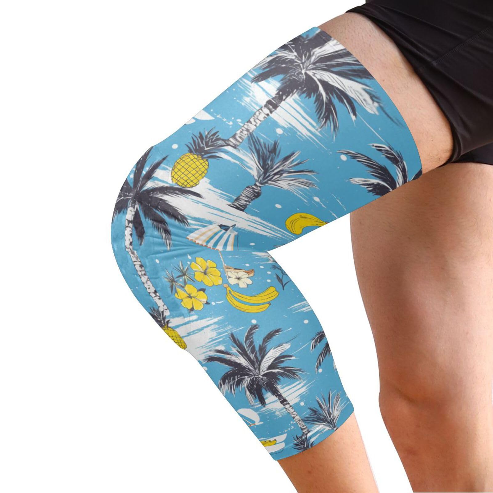 JUNZAN Funny Hawaii Basketball Knee Pads for Youth Kids Wrestling Knee Pads with Sleeves Sport Kneepads for Volleyball Football Blue