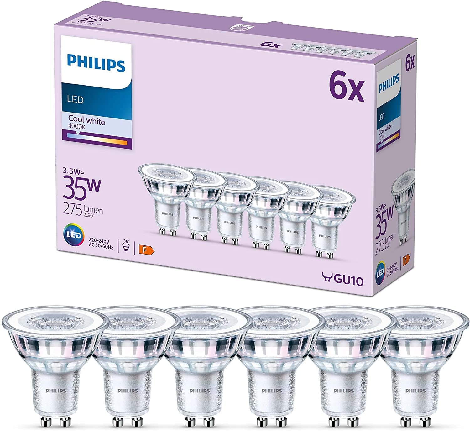 PHILIPS LED Classic Lampe GU10, 6er Pack