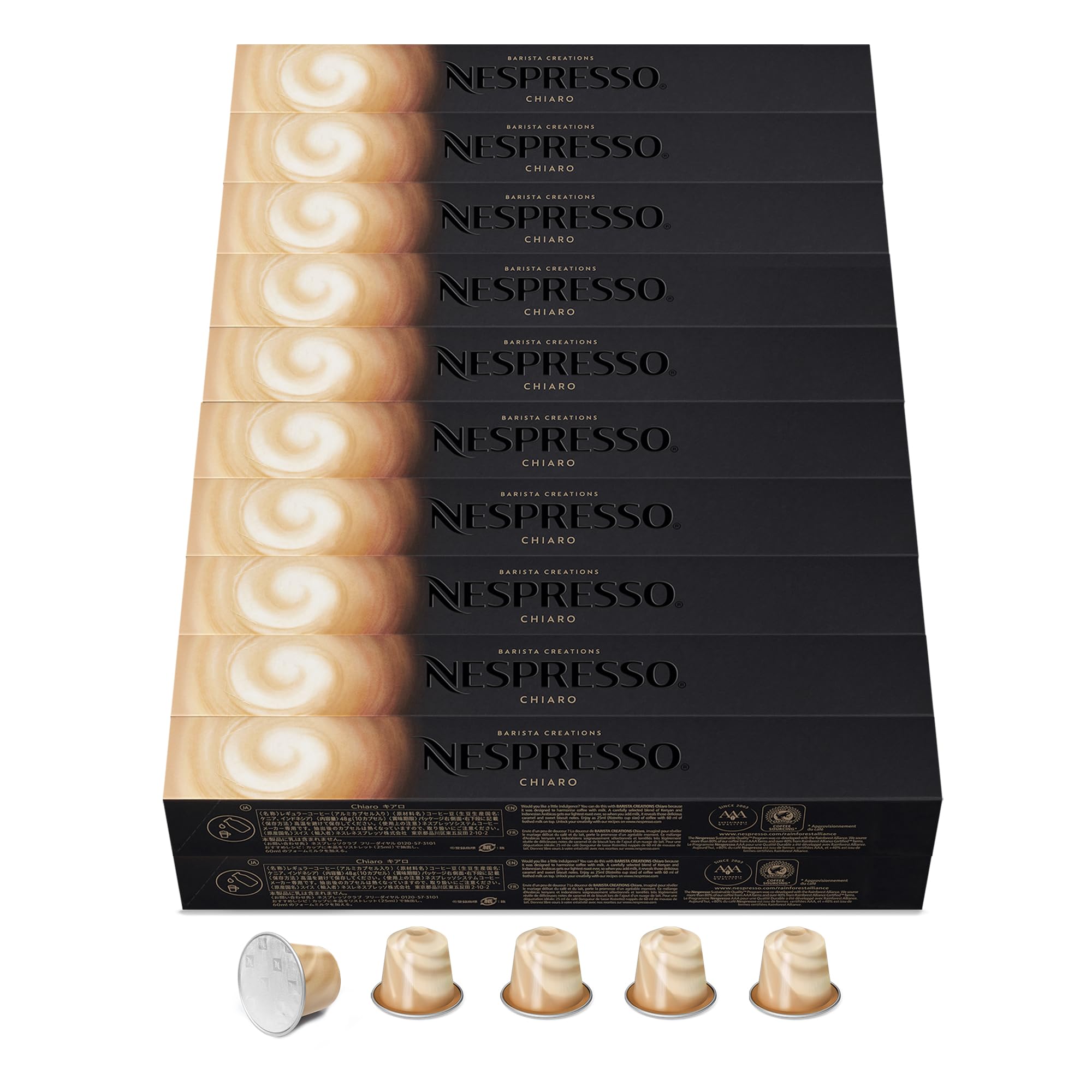 NESPRESSO ORIGINAL Barista Creations Chiaro | Arabica Kaffee mittlerer Röstung | Ideal für alle Milchrezepte wie Cappuccino | Kompatibel mit ORIGINAL Kapselmaschinen | 200 Kaffeekapseln