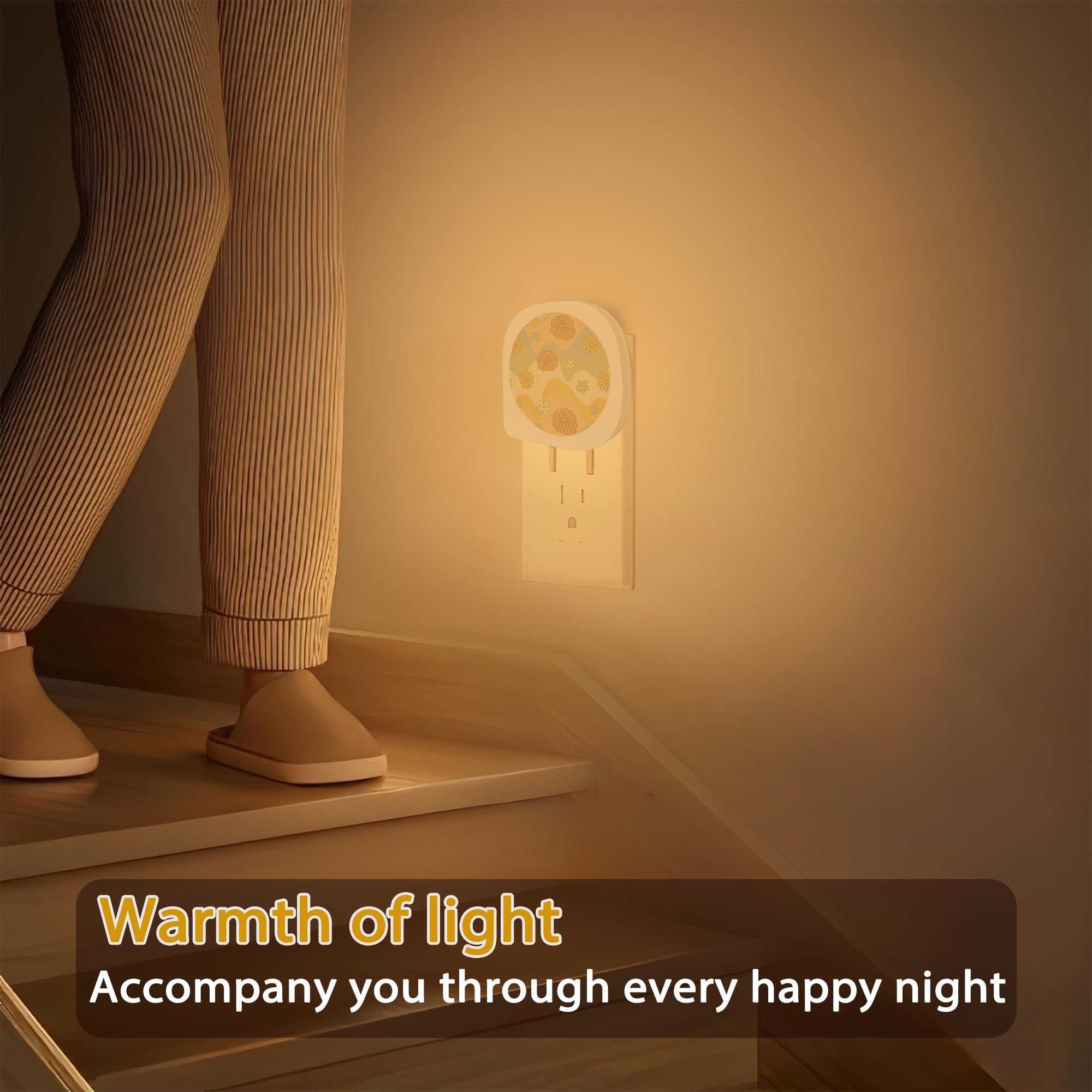 70s Retro Floral Night Lights Plug into Wall Vintage Flower Night Light for Boys Girls Led Night Light — view 5