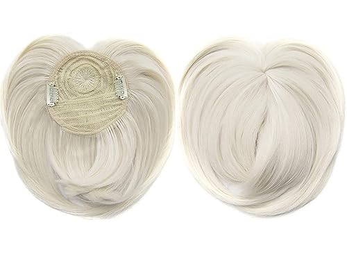 Extensiones de cabello con clip para mujer, color blanco amarillento