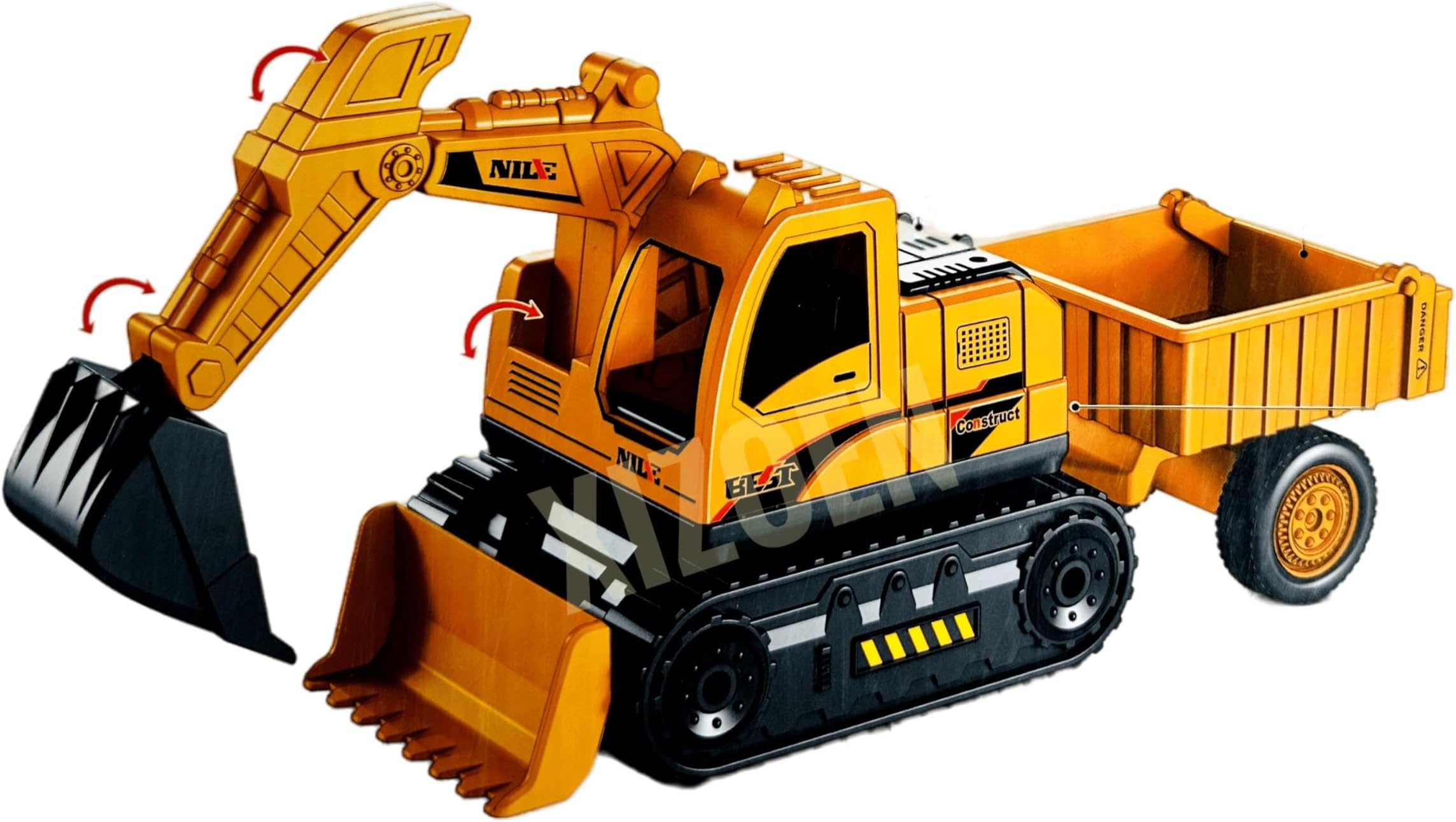 Friction Powered Lifting Crane with Cable 360 Degree Rotating Towing Crane Model Toy with Movable Wheel Support Pull Back Vehicles Construction Excavator Truck for Kids