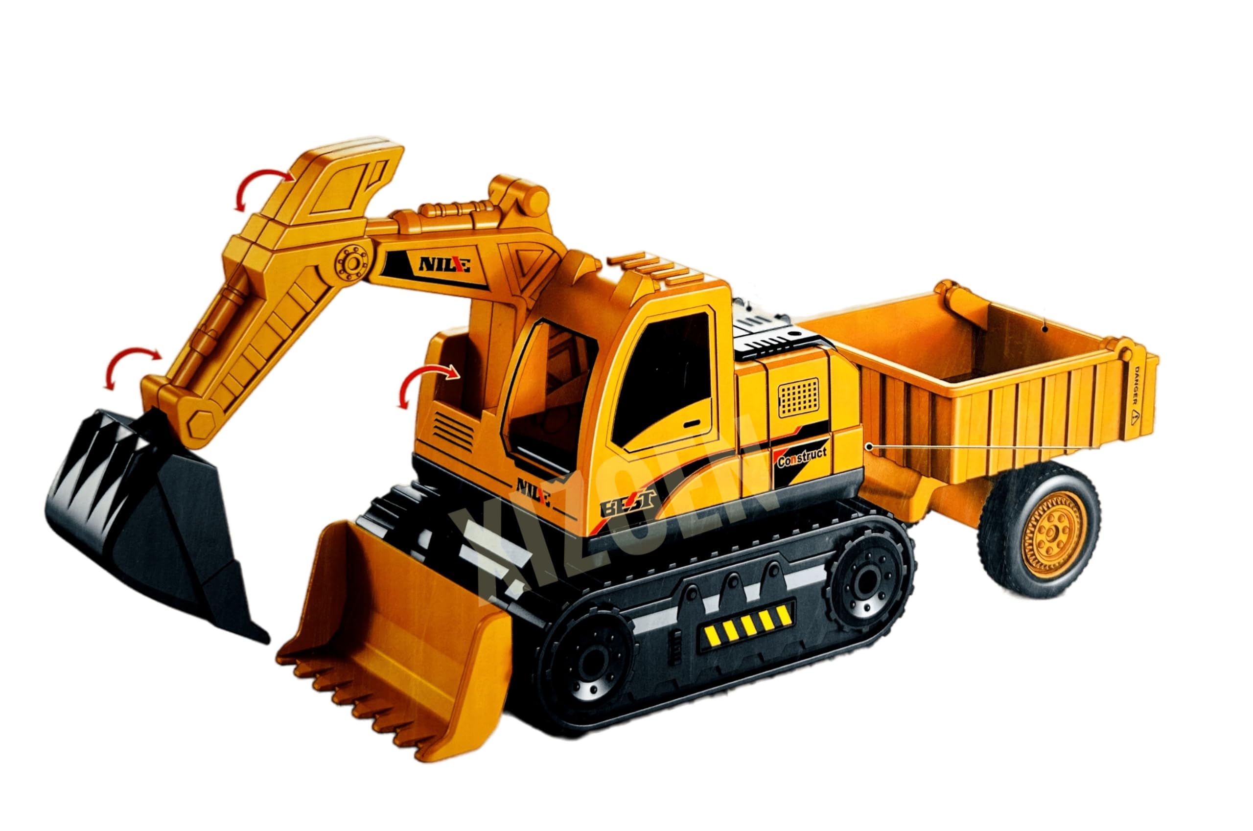 Friction Powered Lifting Crane with Cable 360 Degree Rotating Towing Crane Model Toy with Movable Wheel Support Pull Back Vehicles Construction Excavator Truck for Kids