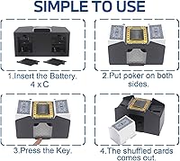 Vista 4 de Barajador de cartas 2-4 baraja automática, funciona con pilas máquina barajadora de tarjetas eléctrica para UNO/Poker/Playing Card