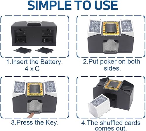 Miniatura 4 de Barajador de cartas 2-4 baraja automática, funciona con pilas máquina barajadora de tarjetas eléctrica para UNO/Poker/Playing Card 1-4 Deck