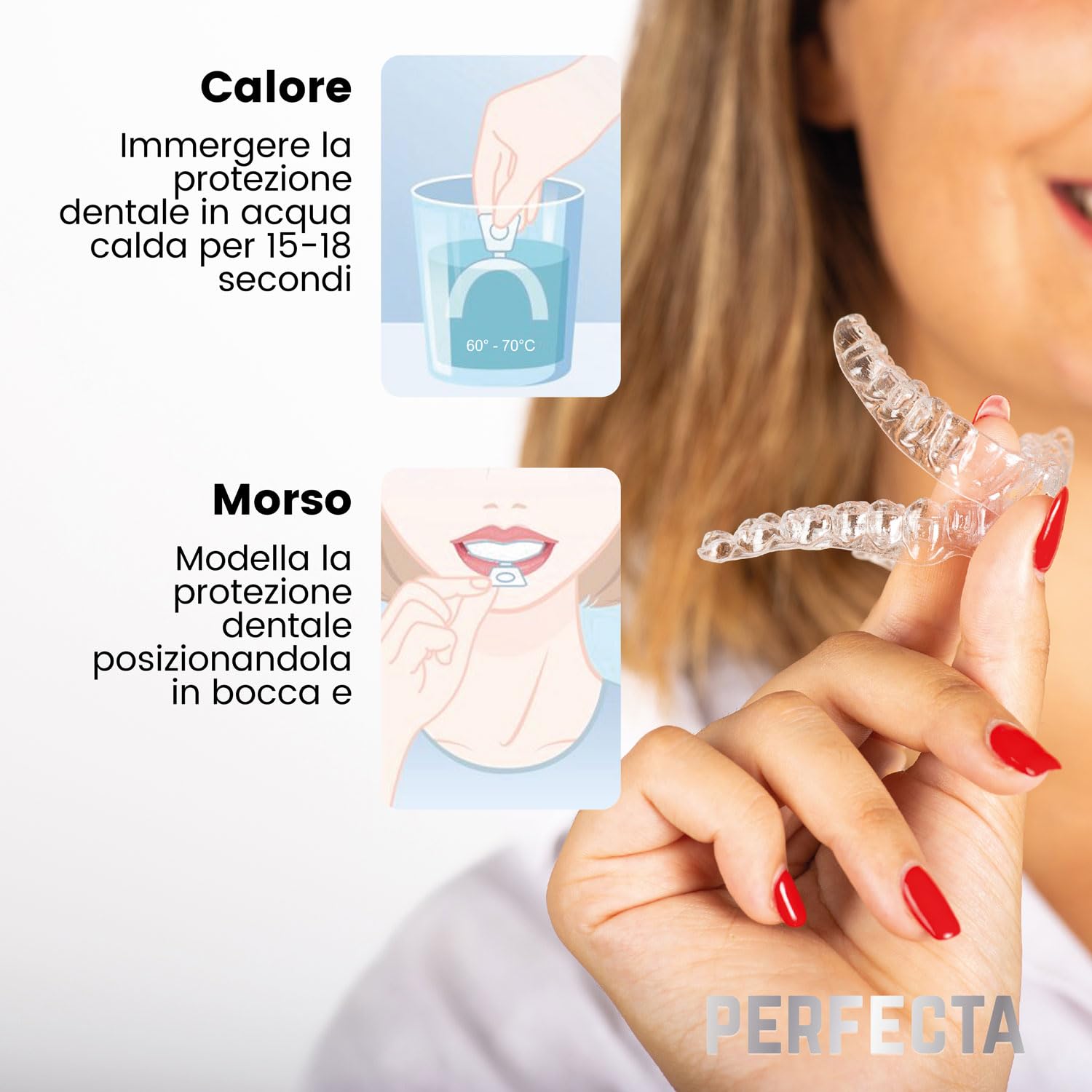 10 Bite Notturni Perfetti | Ideali per Bruxismo, Digrignamento dei Denti, Disturbi dell’ATM, Mascherina Sbiancante | Protezioni Dentali Regolabili + 1 Custodia | Qualità Medica Senza BPA