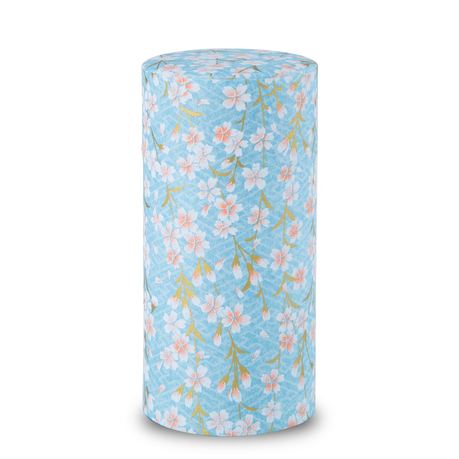 NOREN Tea caddy for loose leaf tea japanese washi paper 200g capacity (Sakura of Kyoto,Blue) tea caddies tea tin tea canister