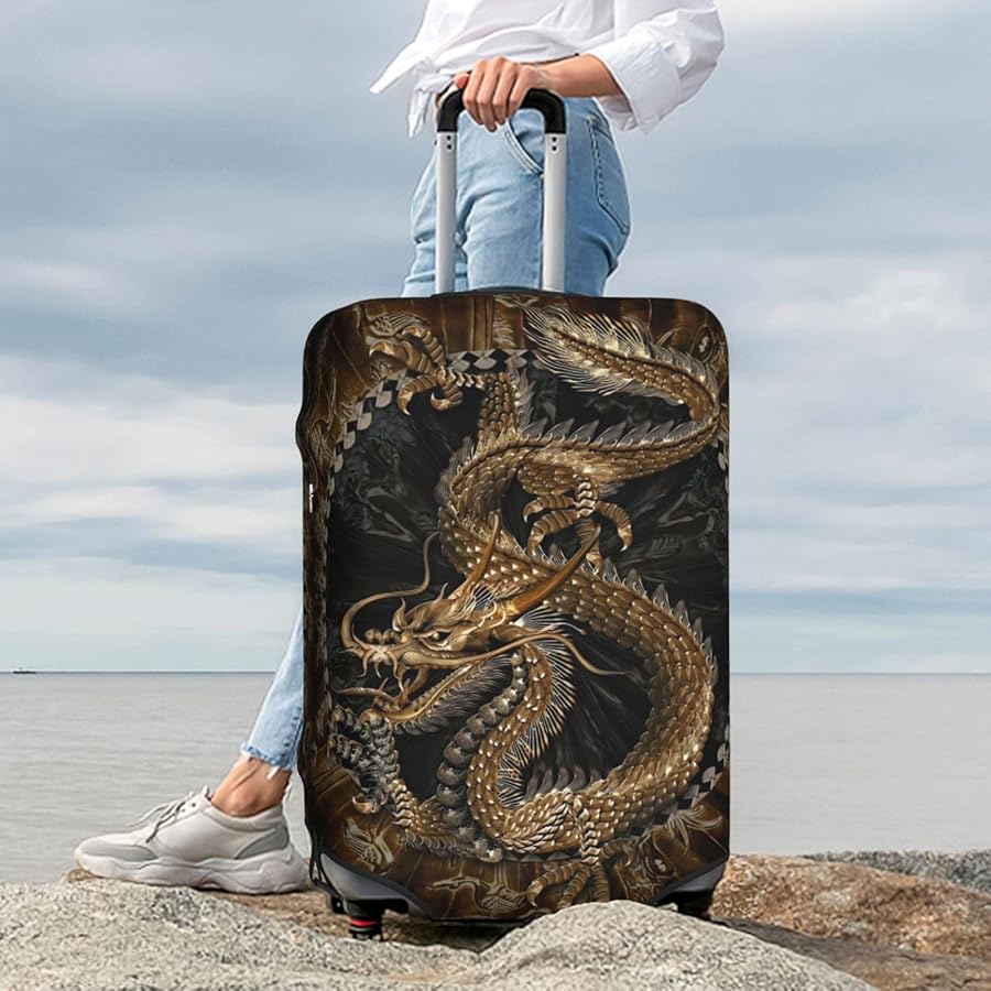 Amazon | [Asamike] スーツケースカバー 伸縮素材 人気 中國龍柄