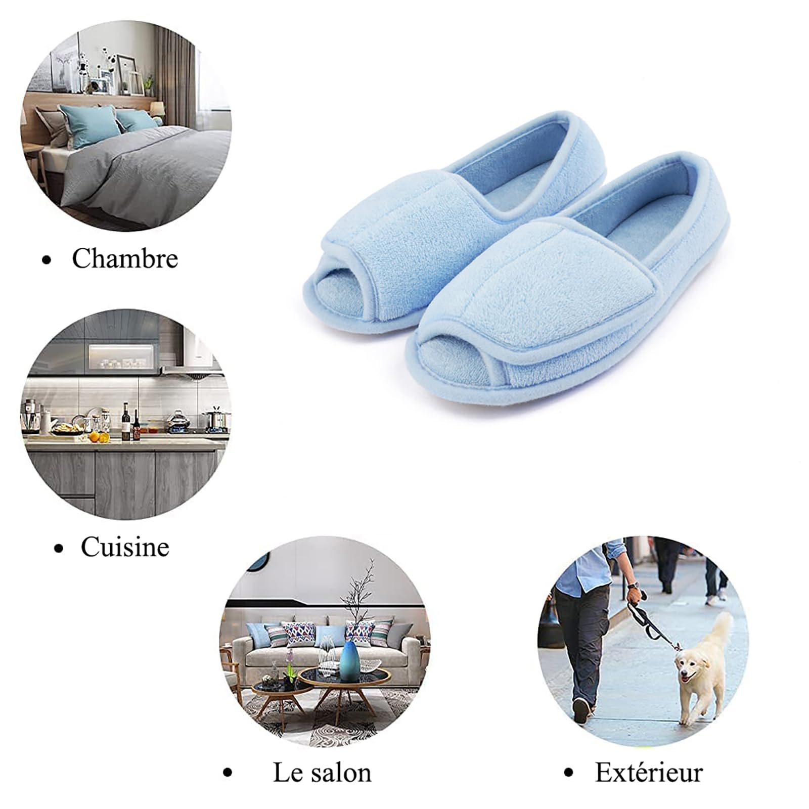 Git-up Chaussons Femme en Mousse à Mémoire Confortable Respirante Bout Ouvert Peluche Chaud Antidérapage Maison Pantoufles pour Intérieur et Extérieur