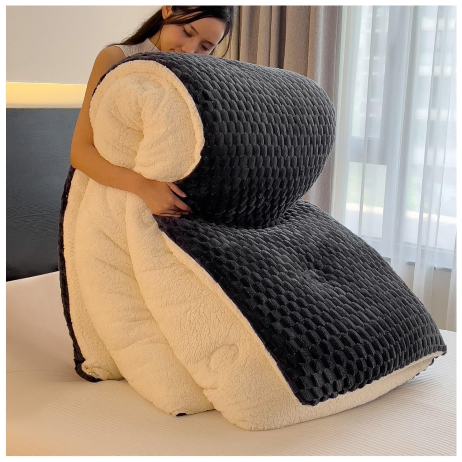 Winter Cotton Duvet, Luxury Fluffy Cashmere Quilt Thick Duvet，Double-Sided Lamb Cashmere Blanket(Color6,200x230cm(3.5KG))
