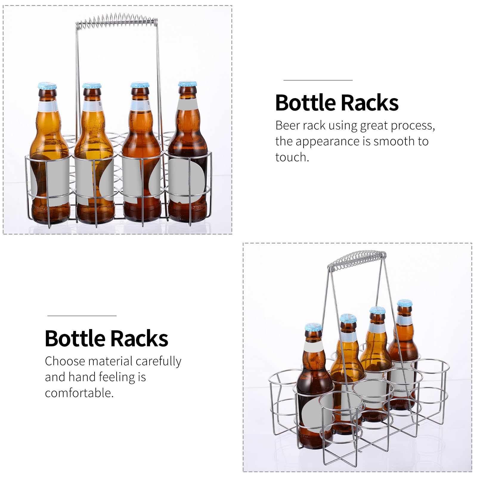FOMIYES Portabottiglie in Lega Argento per Birra Artigianale Manico Ergonomico e Design Robusto, Cestino Porta Bottiglie Facile da Trasportare per Barbecue e Feste