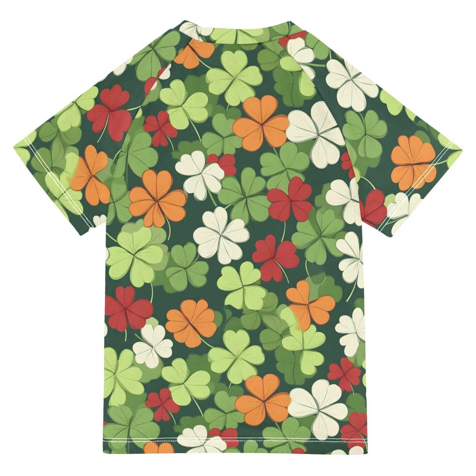 ALAZA Kids Rash Guard Toddler Swim Shirt Boy Girls Four Leaf Clover Print UPF 50+ Short Sleeve 4T