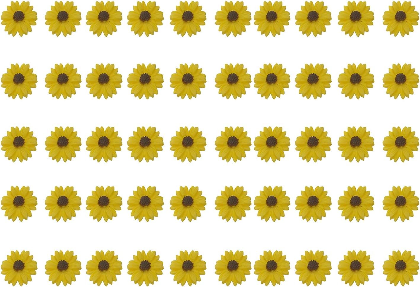 YUNXI 50 Pieces Mini Resin Sunflowers Embellishments Flat Back Buttons DIY Scrap booking Crafting Art Projects Making Ornament Phone Case Decorations