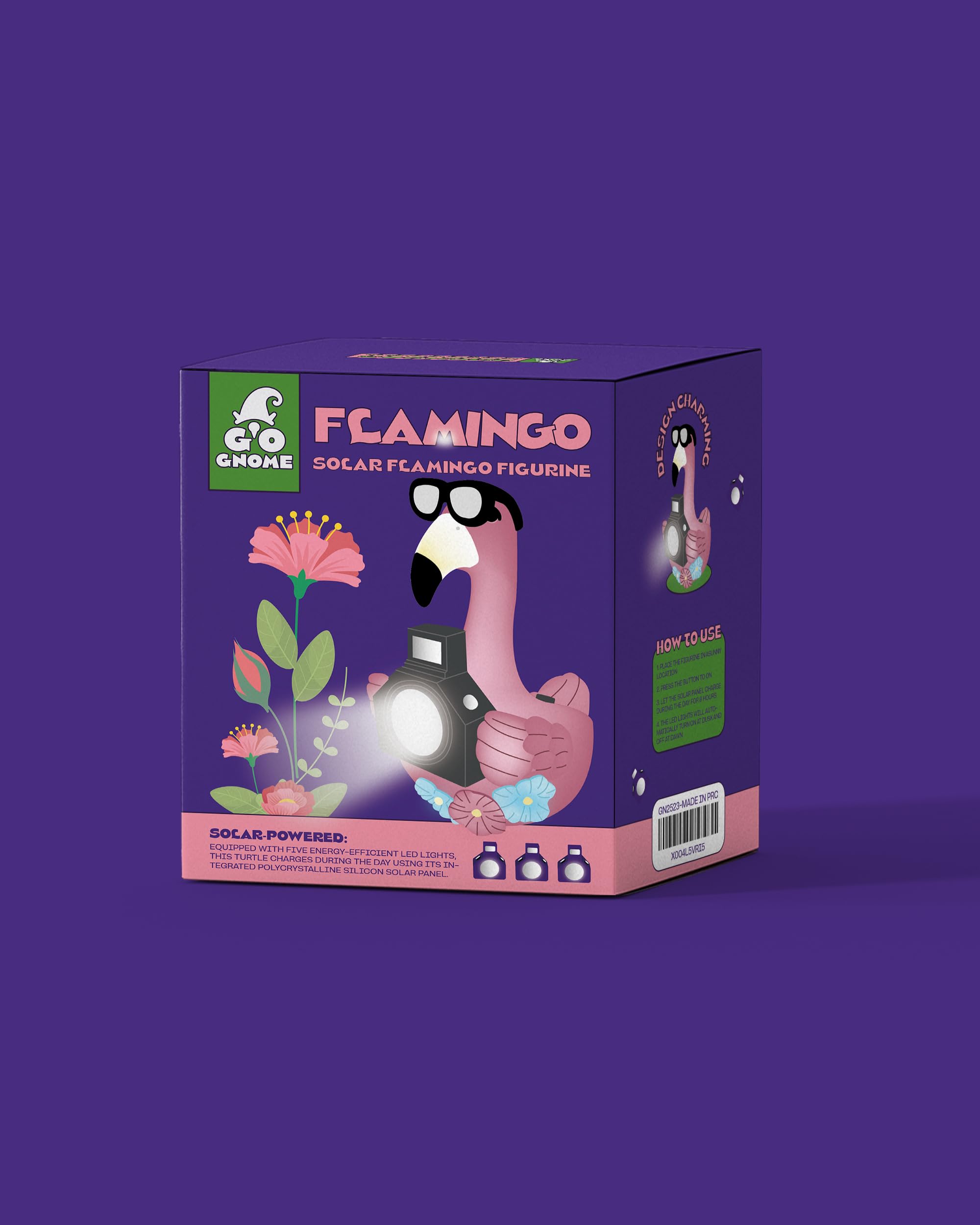 Estatua solar de jardín de flamenco con luz de cámara, figura solar de 5.5 pulgadas de alto para patio, balcón, decoración divertida de jardín, regalo para mujeres (flamenco)