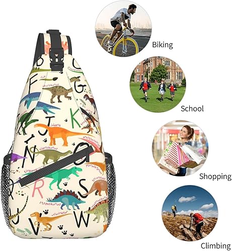 Miniatura 6 de Luirioe Mochila cruzada para senderismo, viajes, bolsa de pecho, ligera, para mujeres y hombres, Dinosaurio, Mochilas Daypack