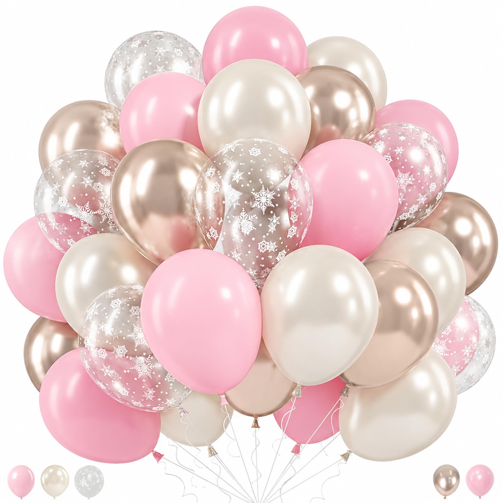 HILAVO Pink Winter Wonderland Balloons for Christmas Holiday Baby Shower