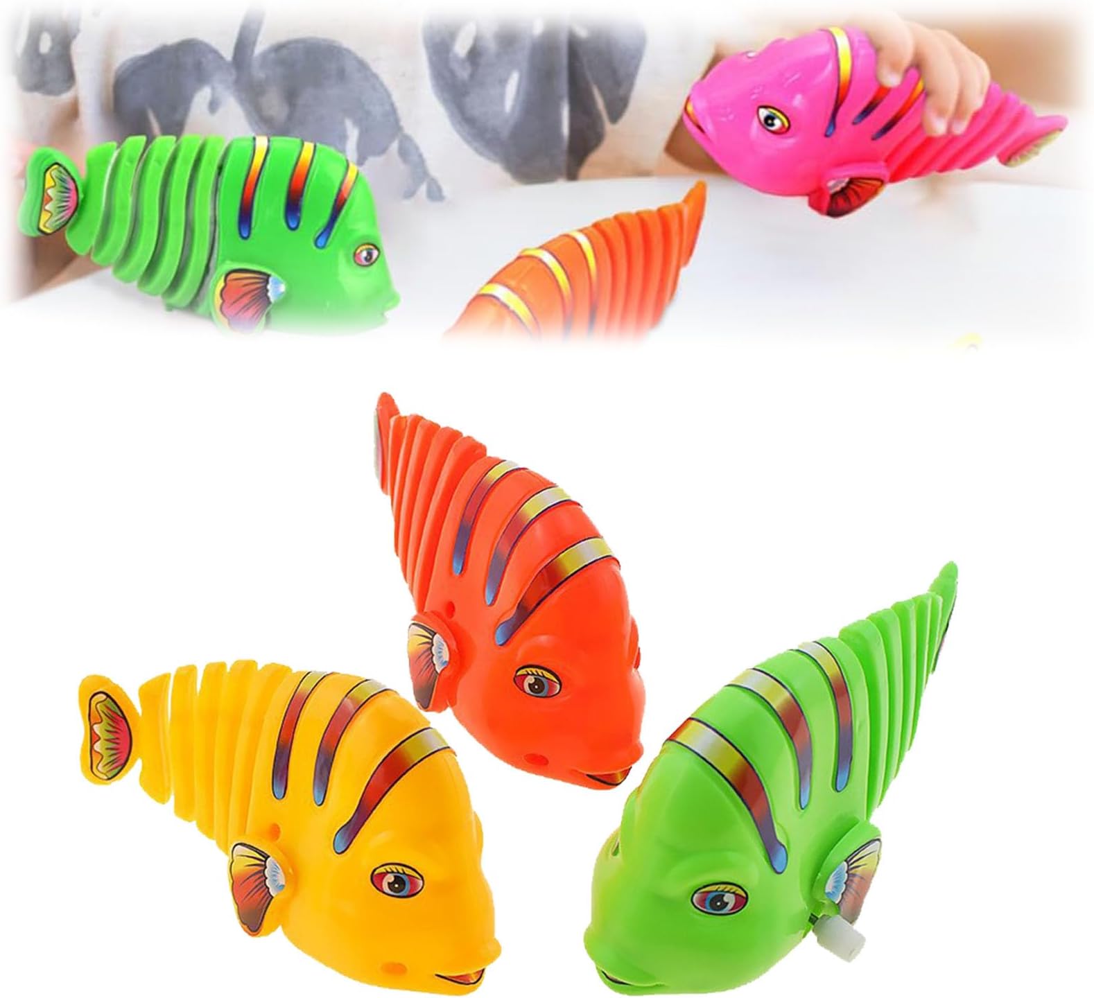 Clockwork Swinging Cartoon Fish Toys, Fish Swimming Bathtub Toys, Plastic Wiggle Fish Toys, Vivid and Lovely Design Parent-Child Interactive Toys Random Color (3PCS)