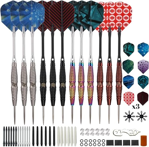 SHOT TAKER CO. EST. 2017 Juego de dardos de punta de metal Juego de dardos de punta de acero, dardos profesionales de metal, 12 piezas de 0.81
