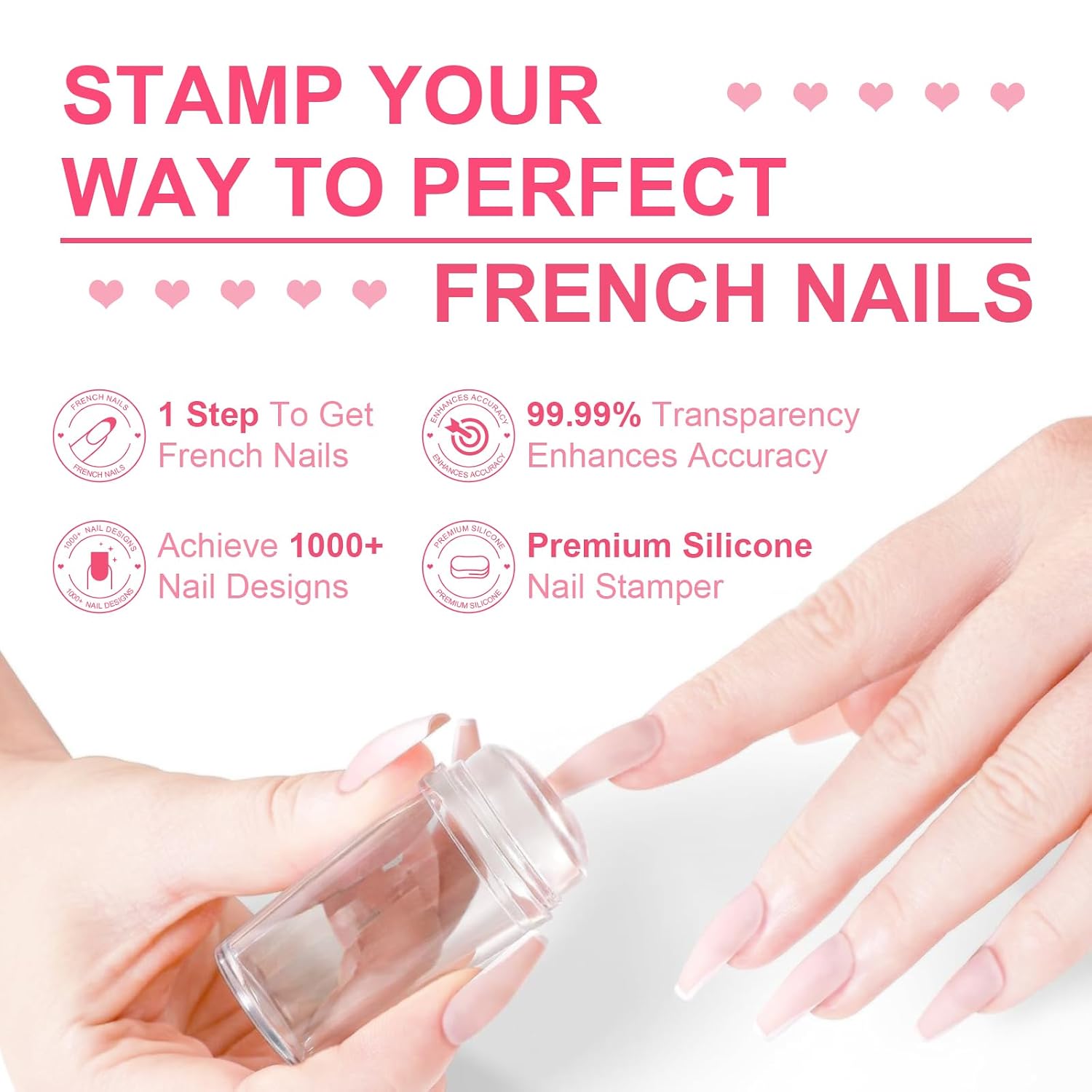 TWOEIGHT Nail Stamp Gel 8Pcs French Tip Nail Stamp Kit with Black White Color Stamper Gel Polish,Stamping Top Coat,Nail Stamping Templates, Scrapers, Silicone Stamper,Brush,4 Colors Chrome Nail Powder