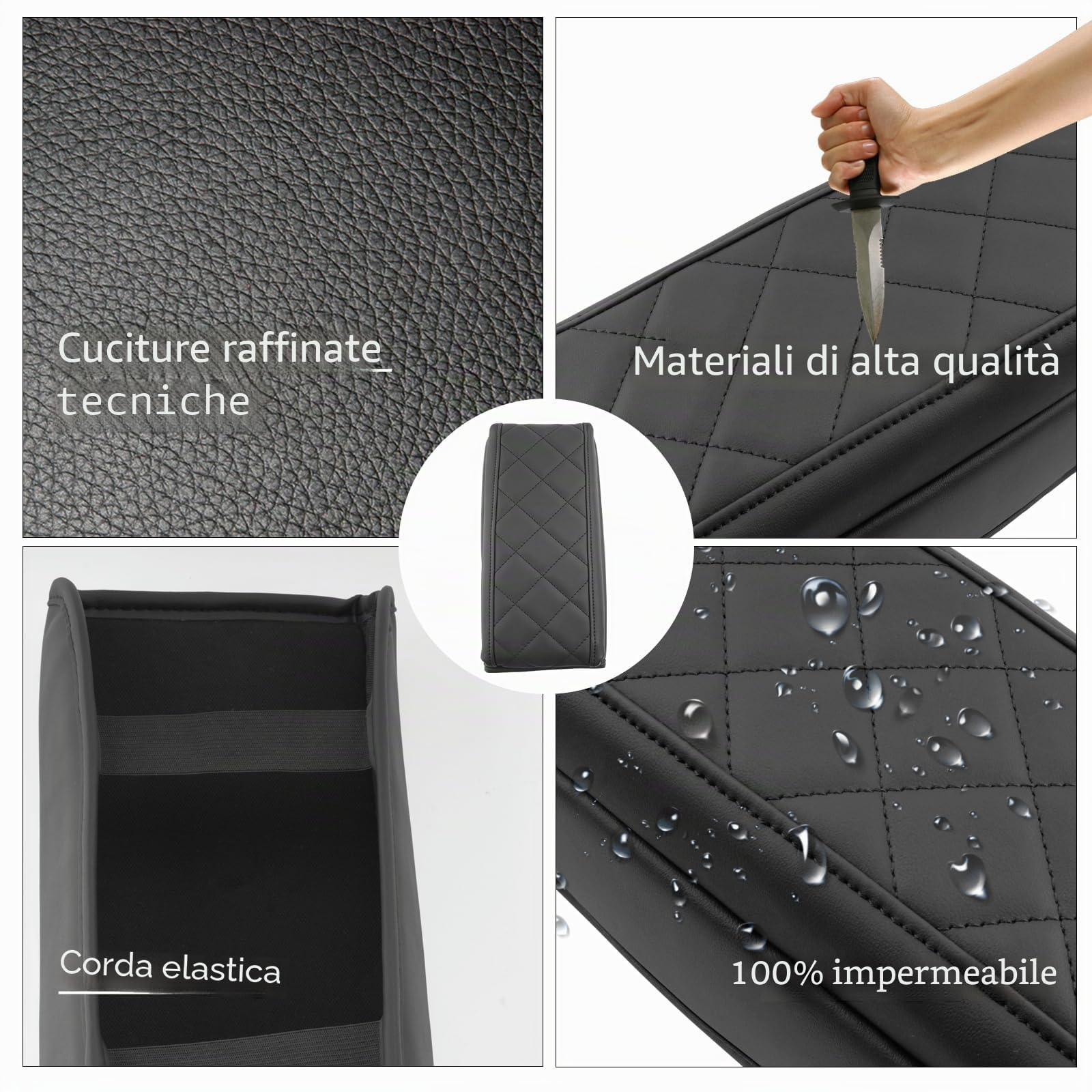 LUWU Compatibile con Audi A3 8Y 2020-2024 2025 Copertura per Bracciolo Centrale A3 Sportback Cuscino in Pelle per Bracciolo Auto Protezione Auto A3 8Y Accessori