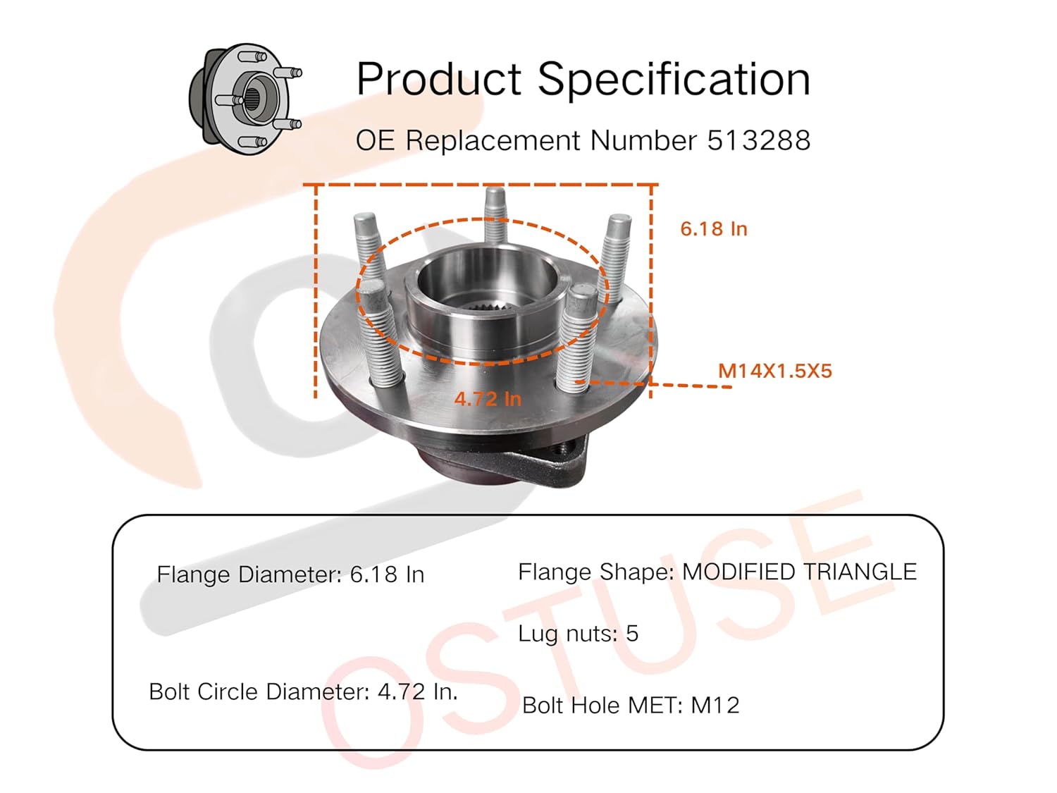 OUTUSE 513288 2PCS Front/Rear Wheel Hub Bearing Assembly for 13-16 Chevy Malibu, 14-17 Chevy Impala, 10-16 Buick Lacrosse GMC Terrain Chevy Equinox, 11-16 Buick Regal, 5 Lugs Set of 2