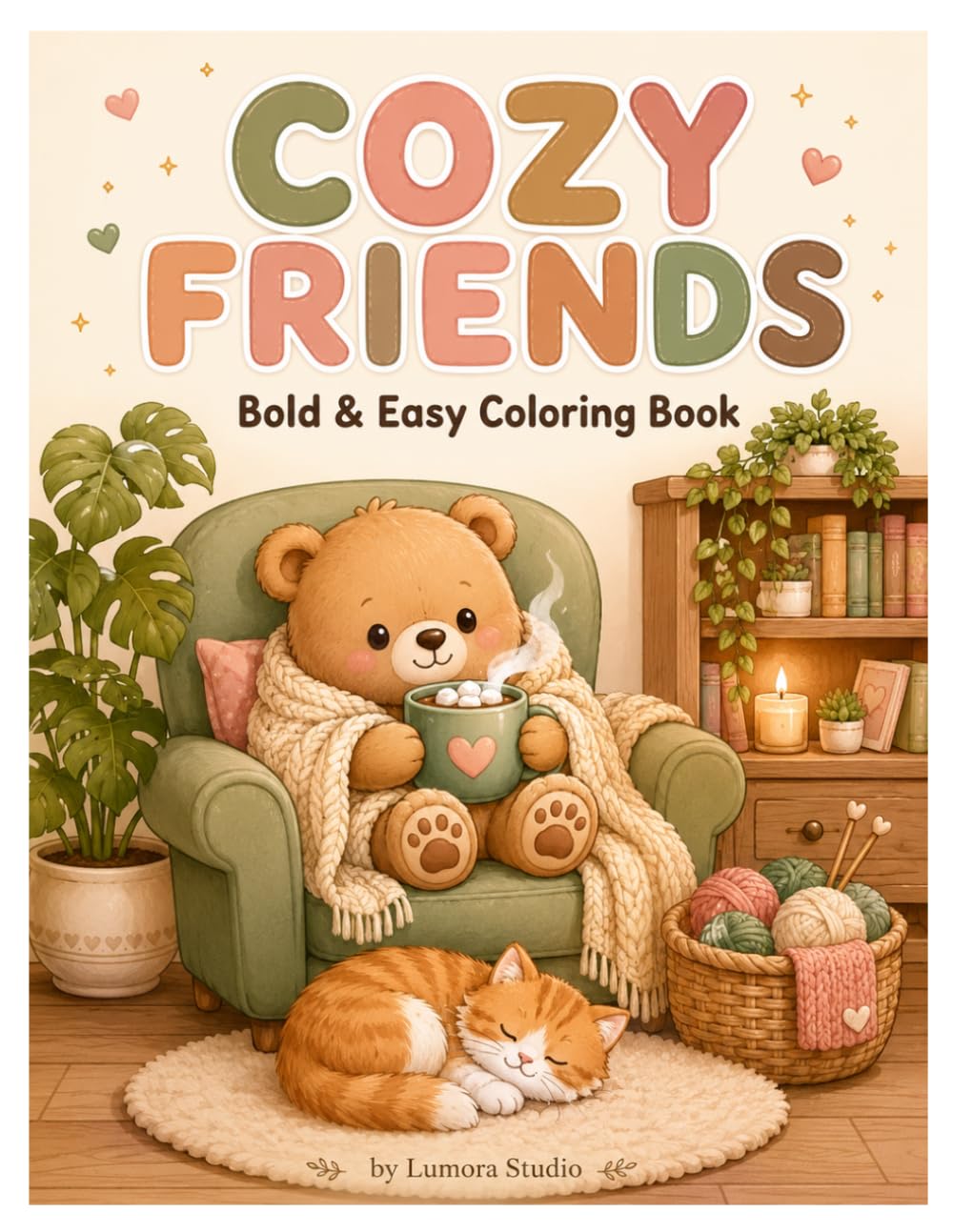 Cozy Friends: Bold & Easy Coloring Book