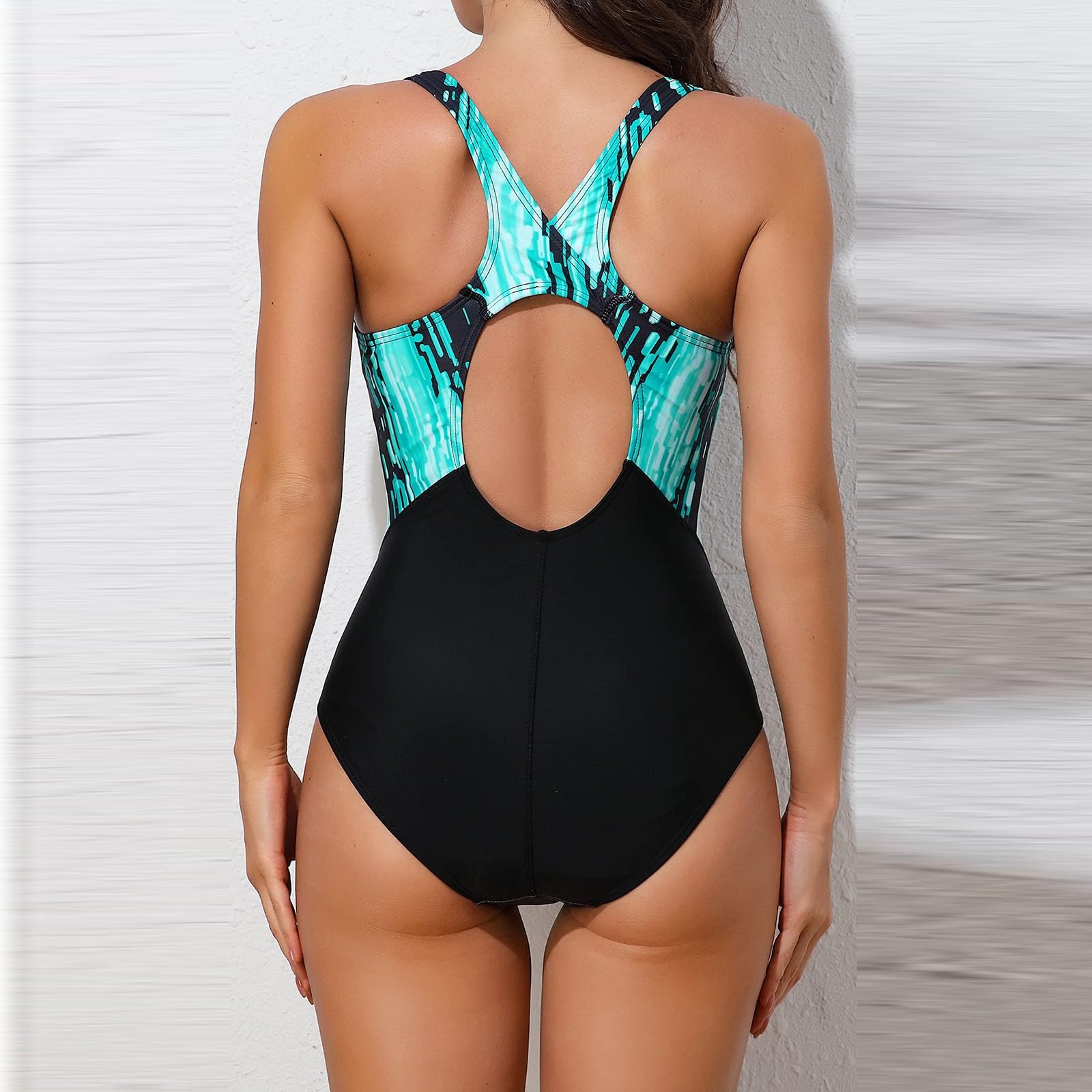 Maillot de Bain Femme 1 Pièce Gainant Push Up Ventre Plat Bretelles Épaisses Tissu Technique Respirant Séchage Rapide