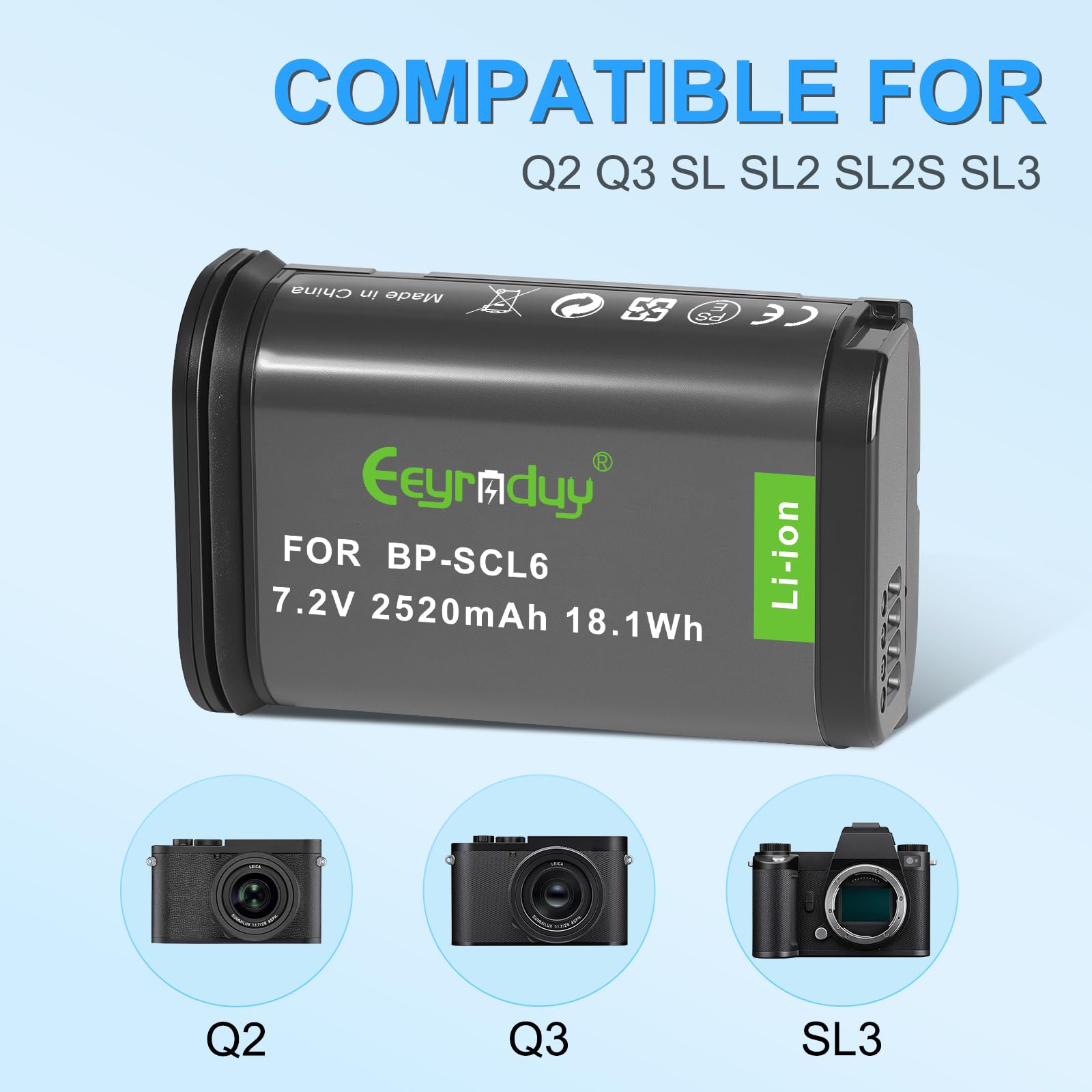 Amazon.com : Eeyrnduy BP-SCL6 Battery for Leica Q2, Q3, SL2, SL2S