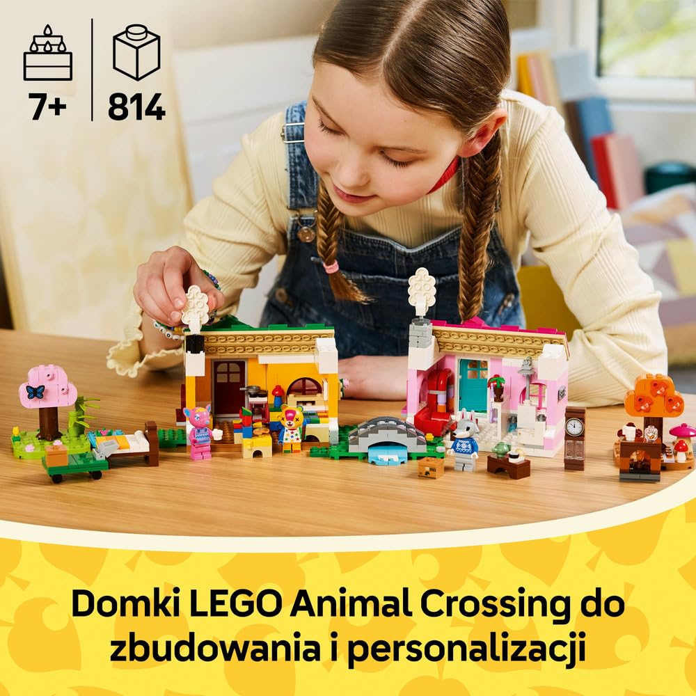 LEGO Animal Crossing Kreatywne domy: Pory zabawy 77057 | Zabawka gamingowa z domkiem, zestaw z postaciami, prezent dla fana gry 7+, klocki dla dziewczynek i chłopców, 814 elementów