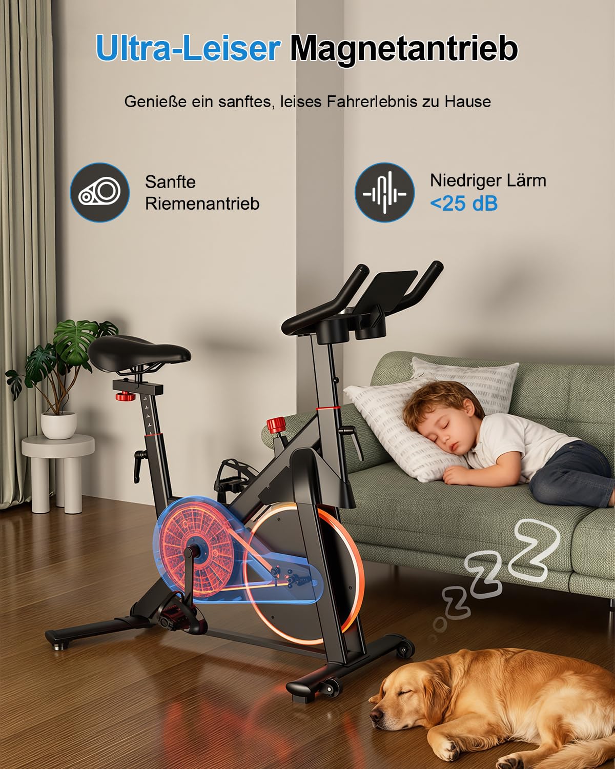 2026 Neu Heimtrainer Fahrrad mit App, Lacuffy Einstellbarer Magnetischer Widerstand Hometrainer Fahrrad, Leise & Bequem Ergometer Heimtrainer, LCD-Display, Bis 136KG mit KI-Coach
