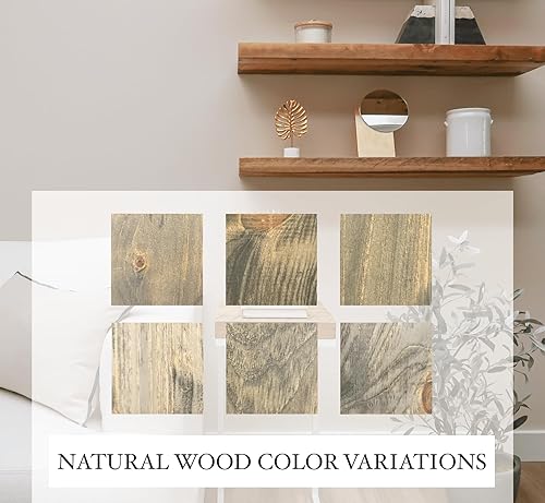 Miniatura 27 de Urbandi Repisa de chimenea, envejecida, rústica, estante flotante, moderno, madera real. (60Lx6Hx8D, provincial)