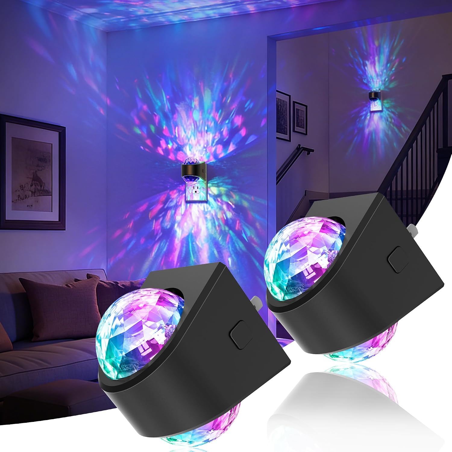 JandCase Night Lights Plug into Wall, 2 Pack Star Projector RGB Night Light