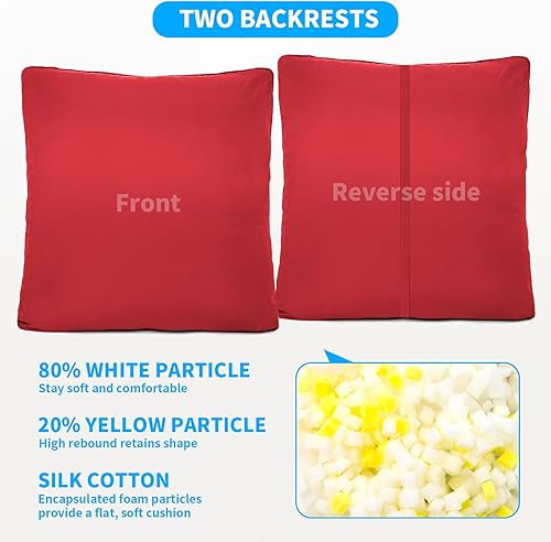 Miniatura 4 de Cojines para muebles de exterior, cojines de sofá de exterior de 3, cojines de sofá de dos plazas para exteriores, 46 x 26, borgoña