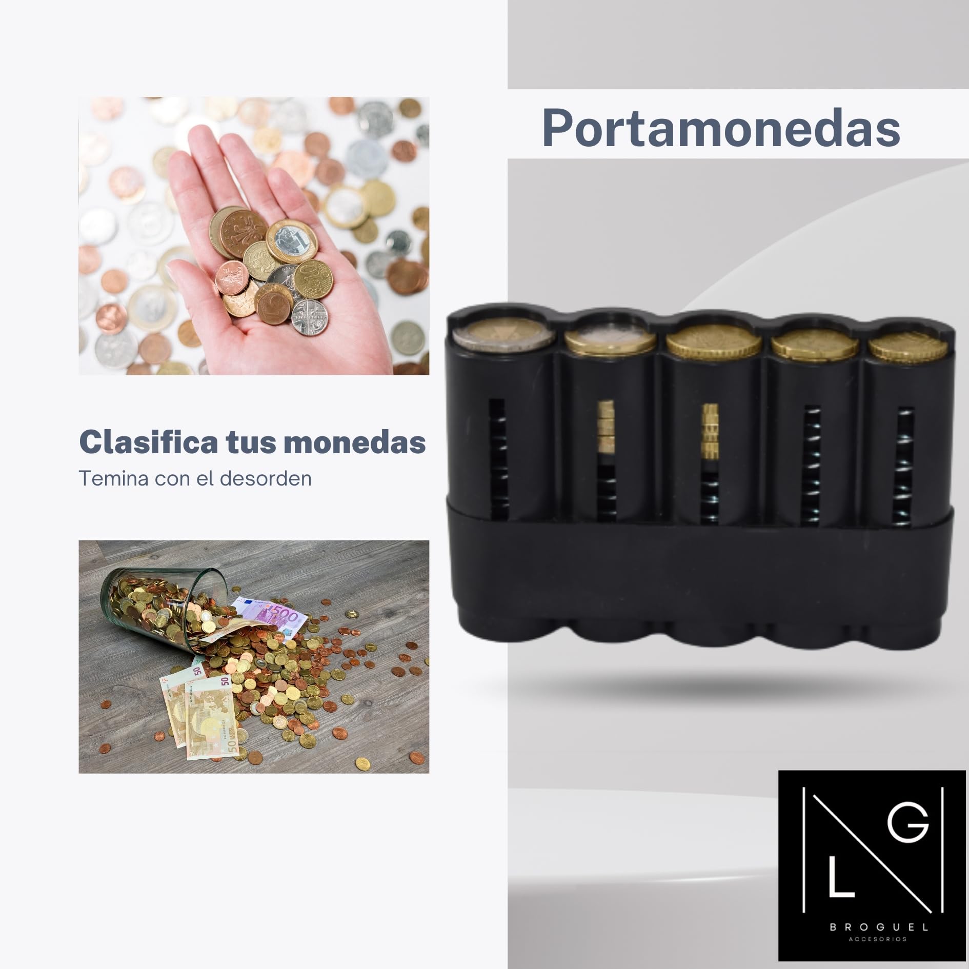 Portamonedas, Clasificador de Monedas, Monedero Taxista, Portamonedas Taxi, Monedero Taxista y Camarero, Organizador Monedas, Porta Dinero, Clasificador Monedas, Porta Monedas.