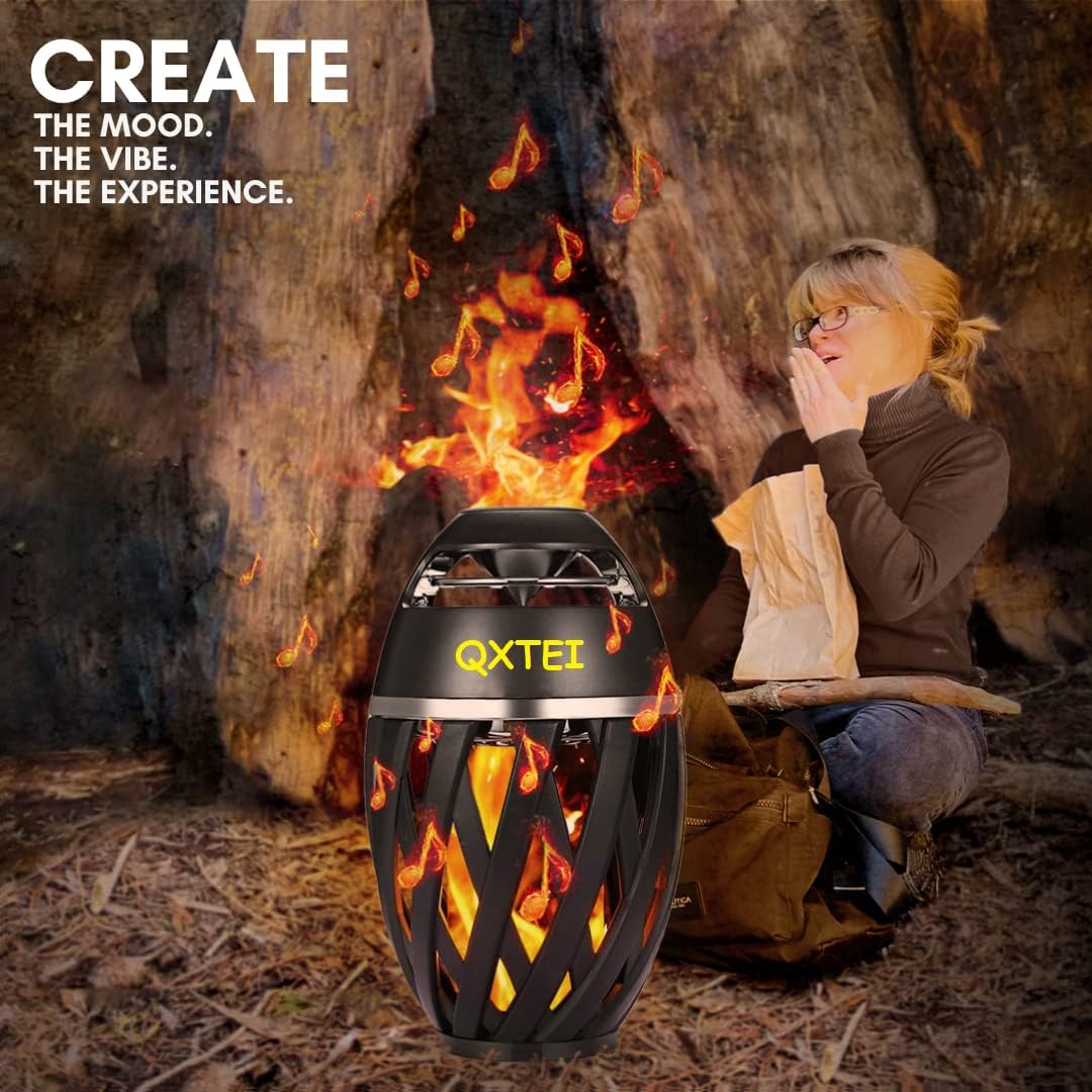 Bluetooth 5.0 96-LED Light Flame Speaker for Indoors/Outdoors | Waterproof, Wireless, Portable 4-6 Hours Playtime | Android & iPhone Compatible (2 Pack)