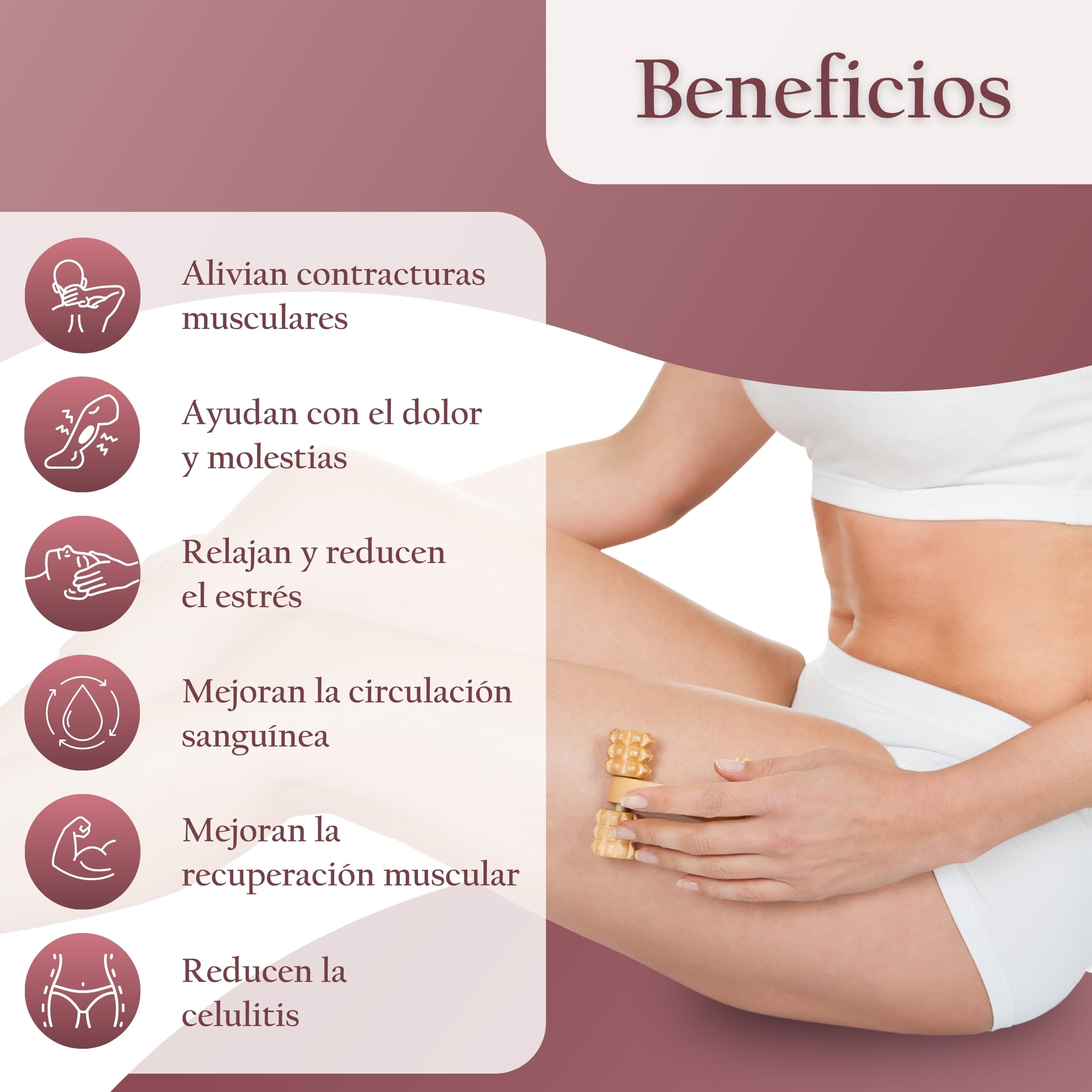 Kit de Masaje Corporal 5 en 1, Masajeador Madera, Reflexología Podal, Rodillo Fascitis Plantar, Masaje Pies, Celulitis, Masajeador Manual, Masajeador de Pies y Piernas Rodillo Masaje Muscular