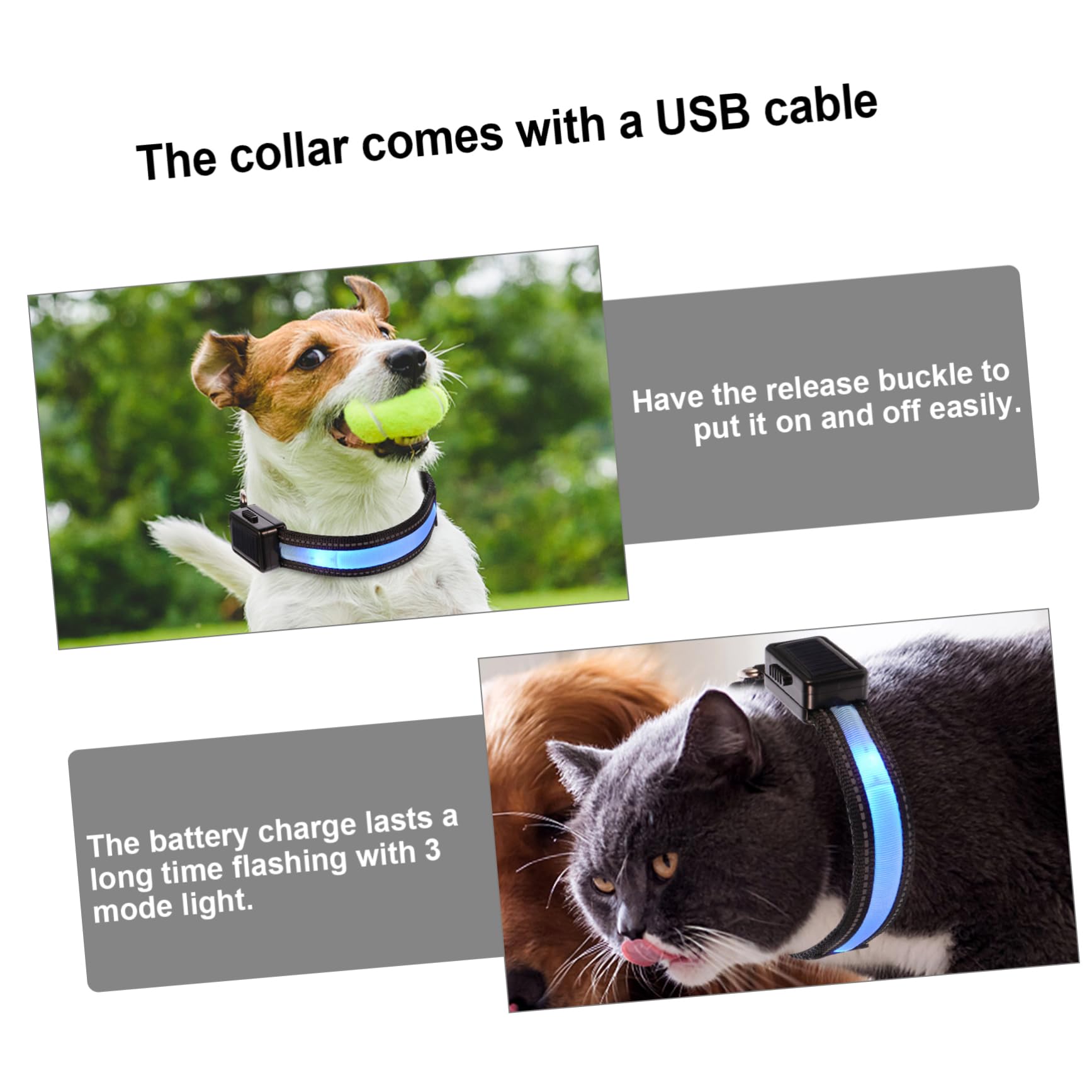 SUPVOX 3ensembles Collier Lumineux pour Chien LED Rechargeable USB Collier De Sécurité Nocturne pour Animaux De Compagnie Étanche