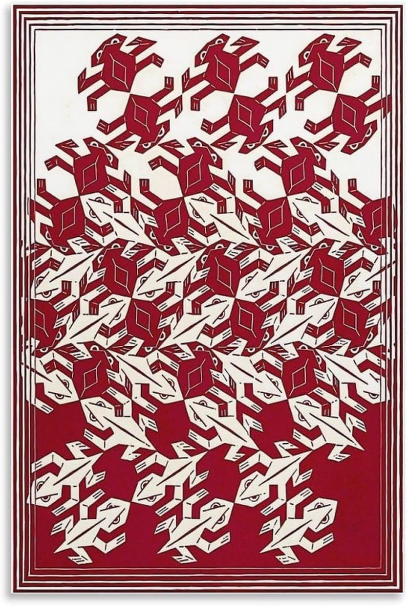 Matvsd Kohecs M.C. Escher Wall Art Crab Picture《Optical Illusion》Poster Surrealism Canvas Painting M.C. Escher Prints for Office Home Decor 30x45cm Frameless