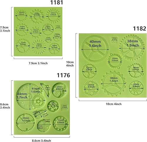 Miniatura 4 de Funshowcase Steampunk Style - Molde de silicona para reloj y reloj de la colección Cogs Gears para hacer azúcar, decoración de pasteles, decoración